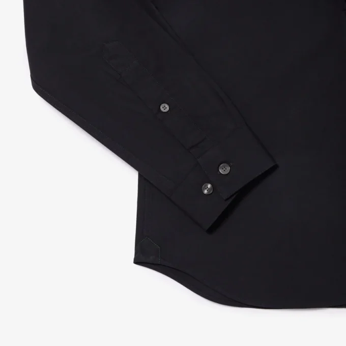 Camisa de popeline elástica de corte justo para homem