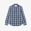 Camisa de popeline elástico com padrão xadrez e corte justo