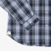 Camisa de popeline elástico com padrão xadrez e corte justo