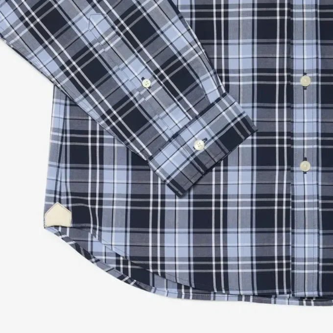 Camisa de popeline elástico com padrão xadrez e corte justo