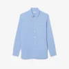 Camisa de popeline elástico às riscas com corte justo