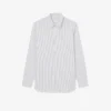 Camisa de popeline elástico às riscas com corte justo