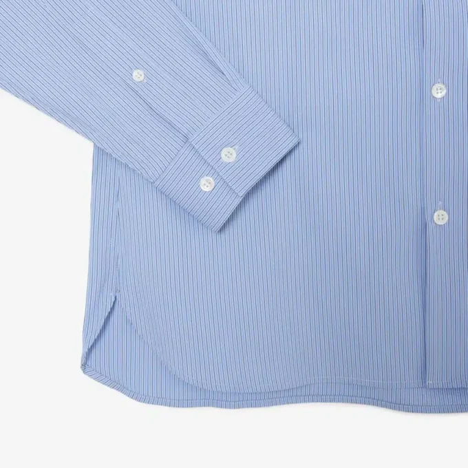 Camisa de popeline elástico às riscas com corte justo