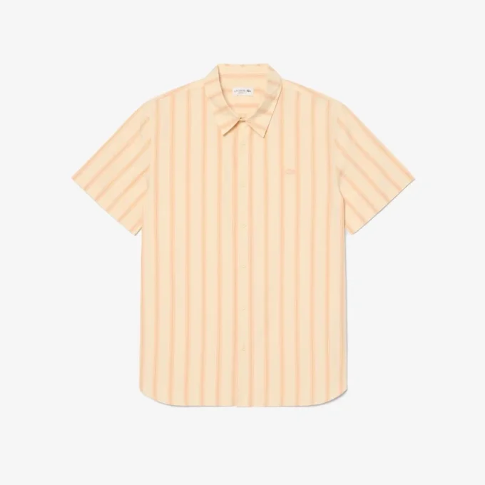 Camisa de popeline às riscas com corte regular