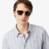 Camisa de popeline às riscas com corte regular