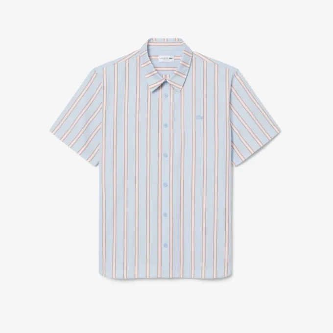 Camisa de popeline às riscas com corte regular