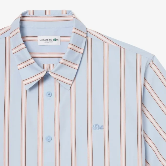 Camisa de popeline às riscas com corte regular