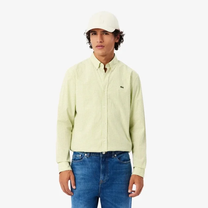 Camisa de popeline xadrez de corte regular
