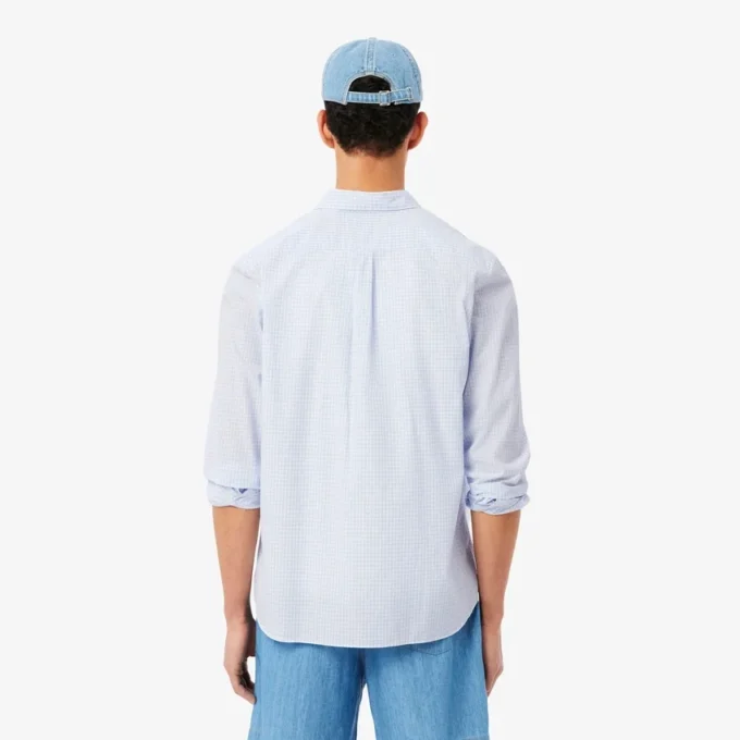 Camisa de popeline xadrez de corte regular
