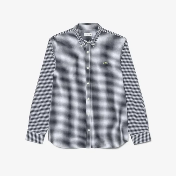 Camisa de popeline xadrez de corte regular