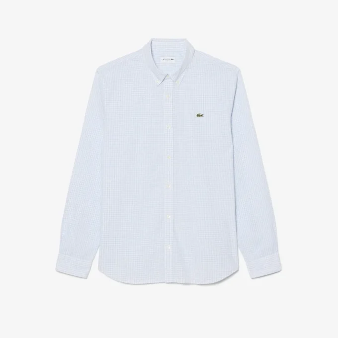 Camisa de popeline xadrez de corte regular