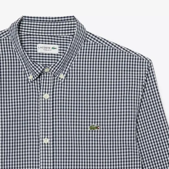 Camisa de popeline xadrez de corte regular