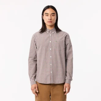 Camisa de popeline xadrez de corte regular para homem