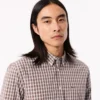 Camisa de popeline xadrez de corte regular para homem