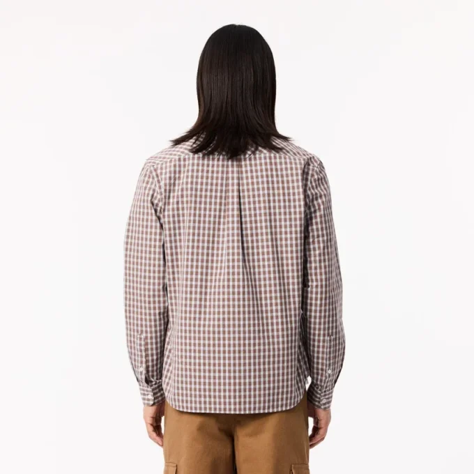 Camisa de popeline xadrez de corte regular para homem