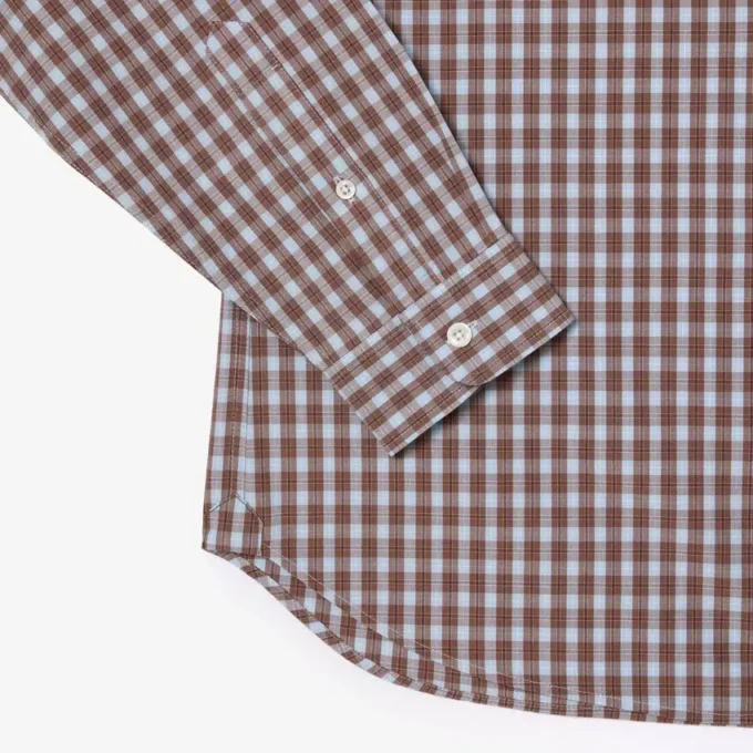Camisa de popeline xadrez de corte regular para homem