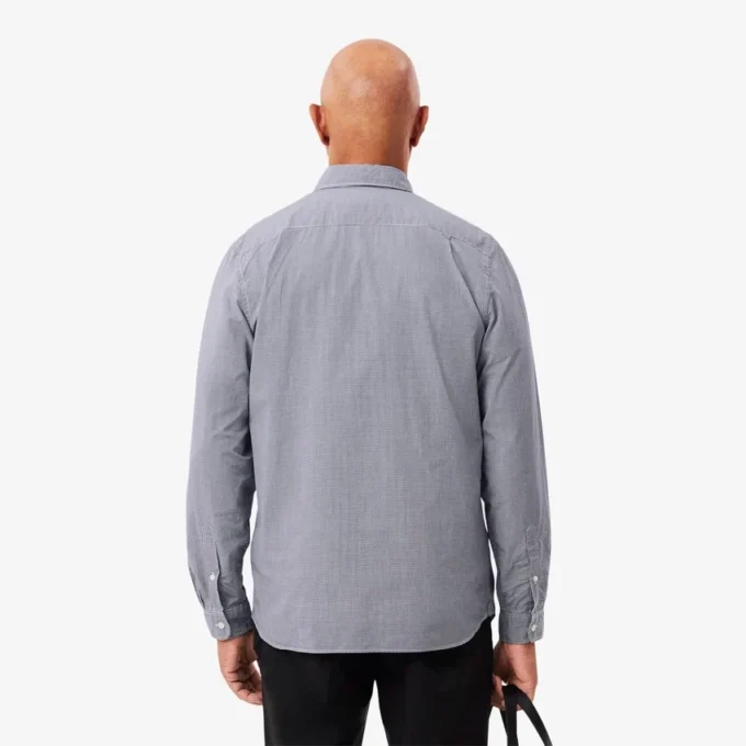 Camisa de popeline xadrez para homem, corte regular