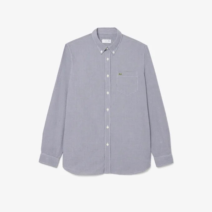 Camisa de popeline xadrez para homem, corte regular
