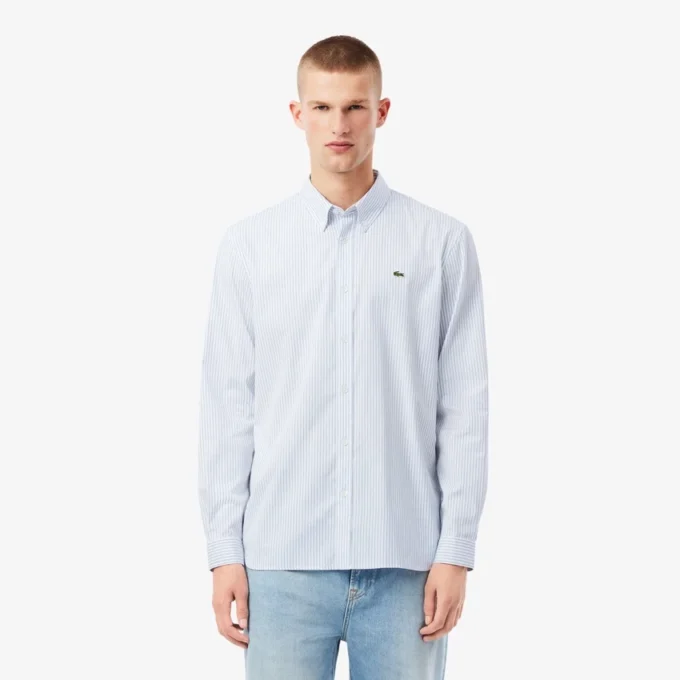 Camisa de riscas com corte regular para homem