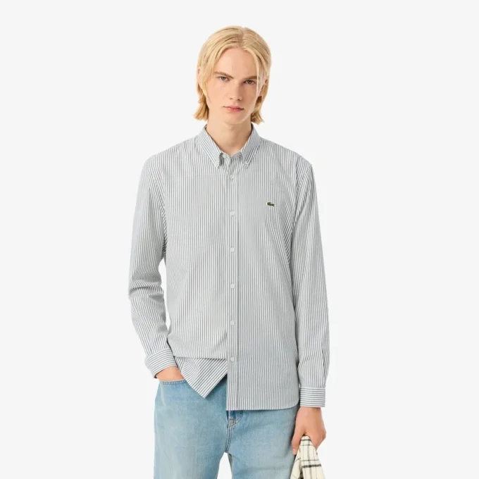 Camisa de riscas com corte regular para homem