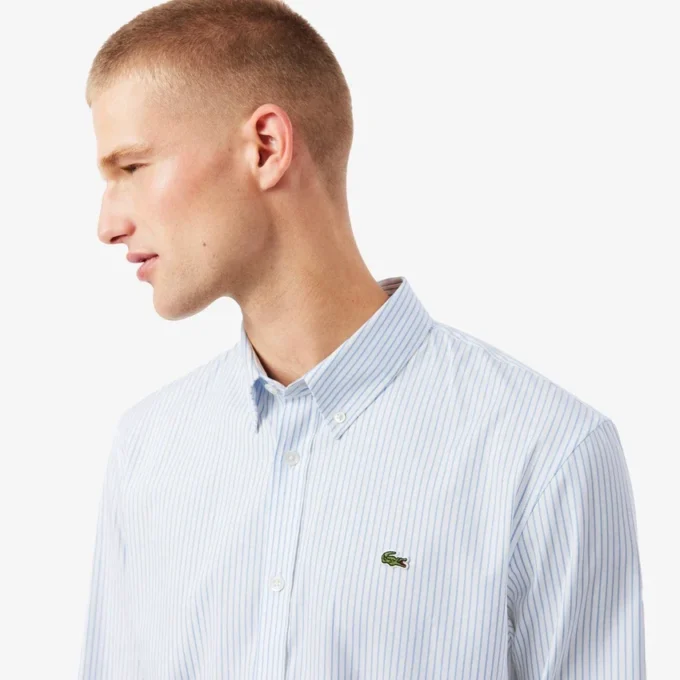 Camisa de riscas com corte regular para homem