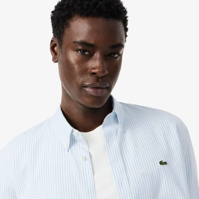 Camisa de riscas com corte regular para homem