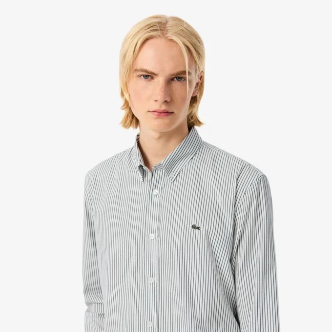 Camisa de riscas com corte regular para homem