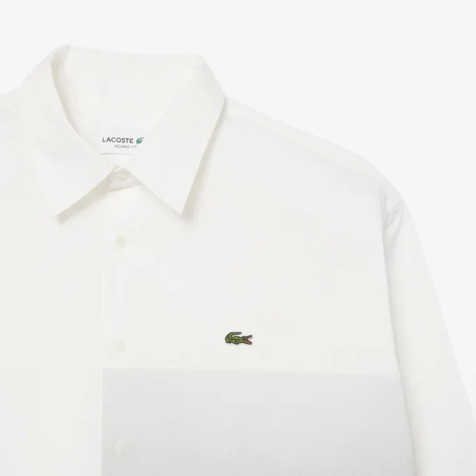 Camisa de sarja de algodão estampada com corte descontraído