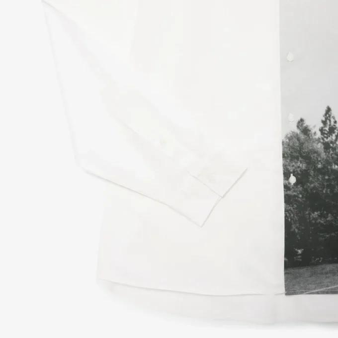 Camisa de sarja de algodão estampada com corte descontraído