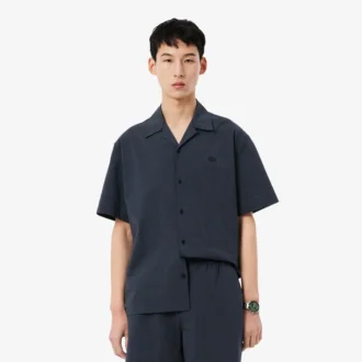 Camisa de seersucker de corte descontraído