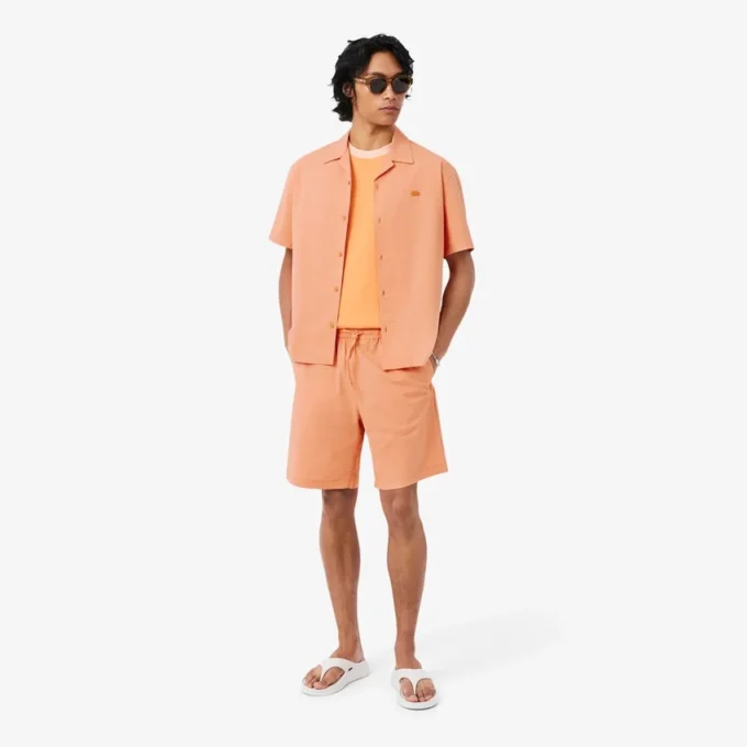 Camisa de seersucker de corte descontraído