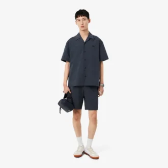 Camisa de seersucker de corte descontraído
