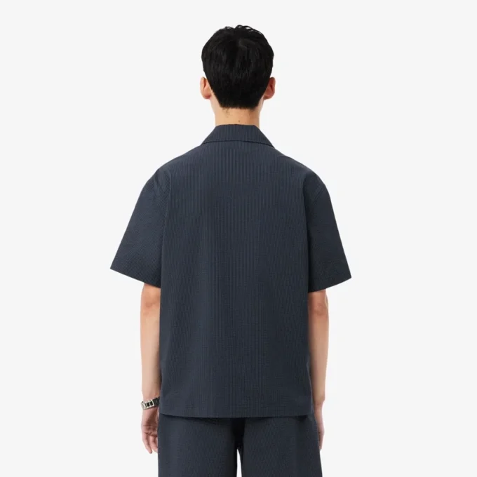 Camisa de seersucker de corte descontraído