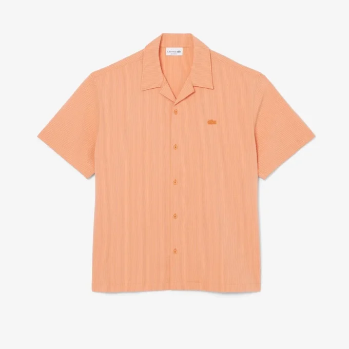 Camisa de seersucker de corte descontraído