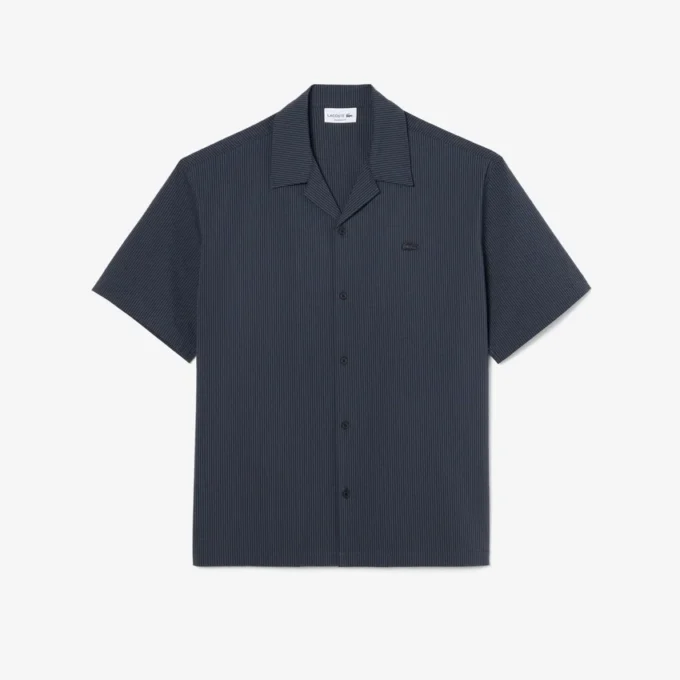 Camisa de seersucker de corte descontraído
