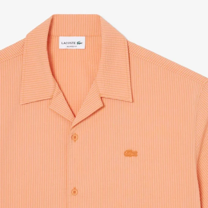 Camisa de seersucker de corte descontraído