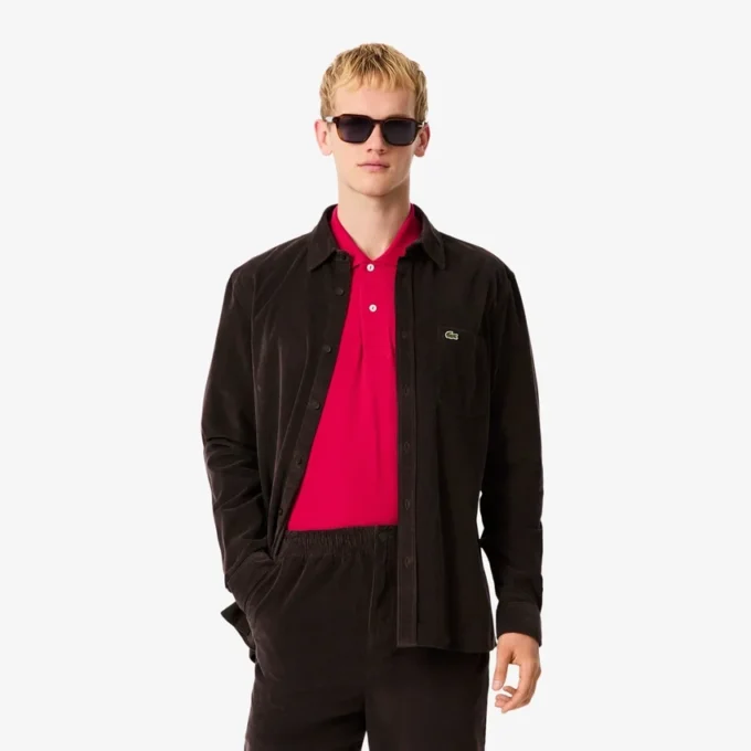 Camisa de veludo de corte regular para homem