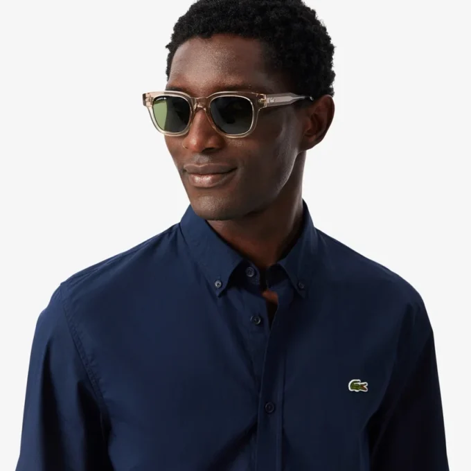 Camisa em popeline elástico de corte regular