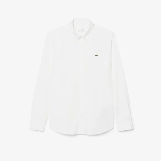 Camisa em popeline elástico de corte regular