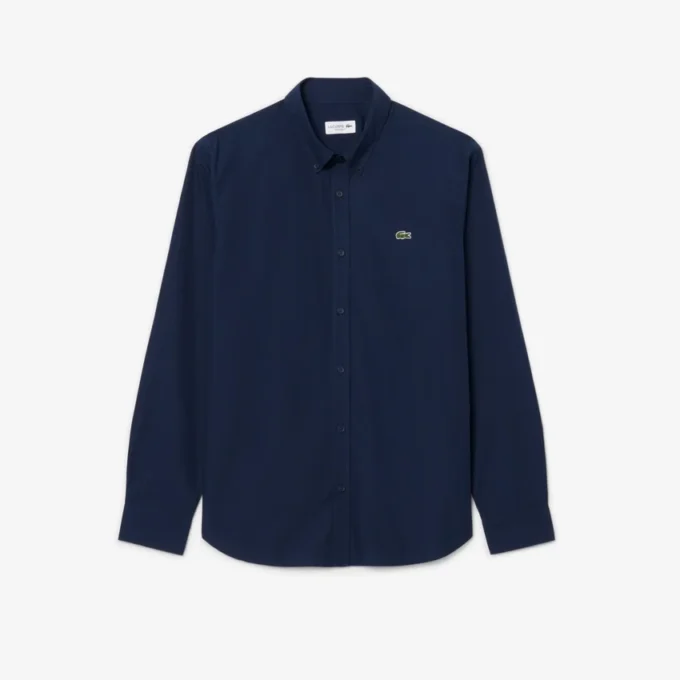 Camisa em popeline elástico de corte regular