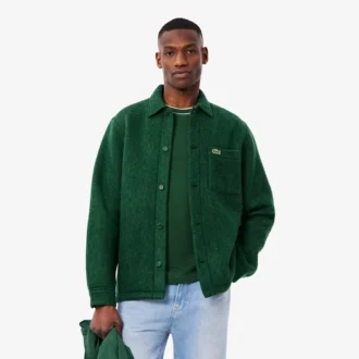 Camisa exterior masculina em mistura de lã