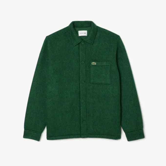 Camisa exterior masculina em mistura de lã