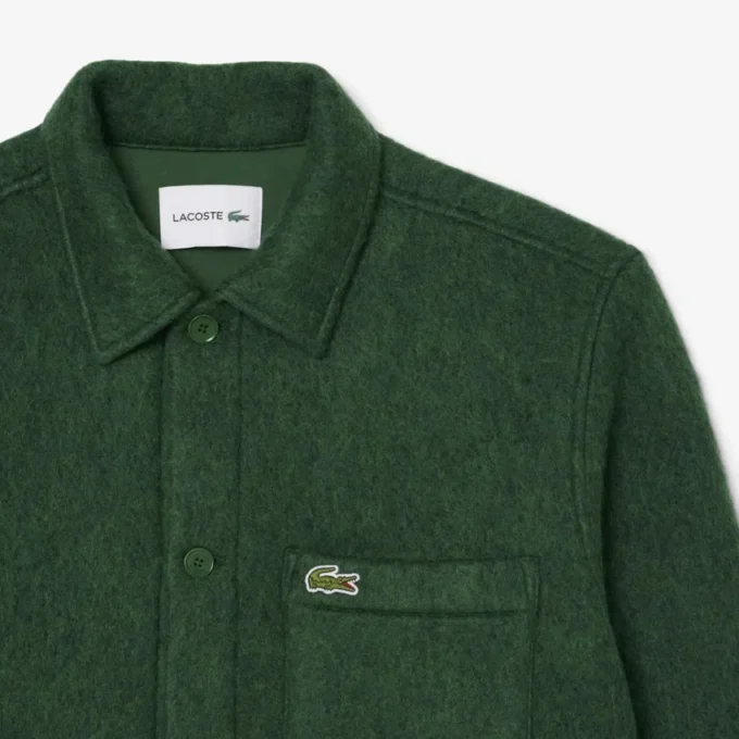 Camisa exterior masculina em mistura de lã