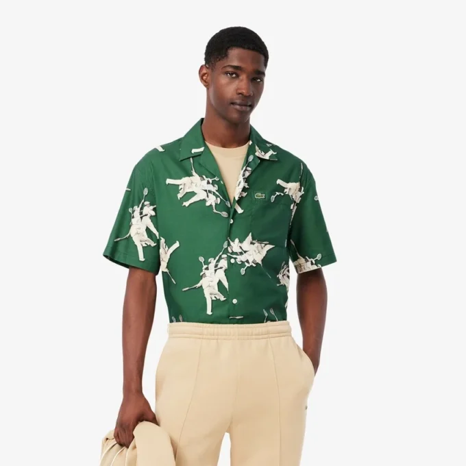 Camisa masculina de corte descontraído com estampado Rena da Lacoste