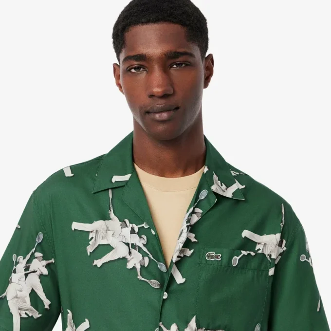 Camisa masculina de corte descontraído com estampado Rena da Lacoste