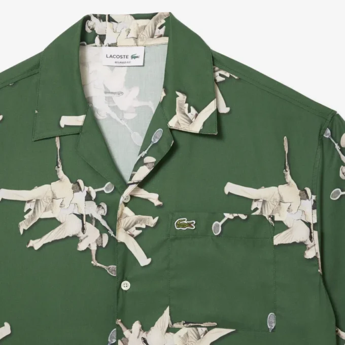 Camisa masculina de corte descontraído com estampado Rena da Lacoste