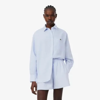 Camisa oversized em mistura de linho e algodão