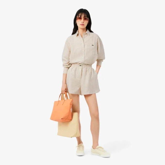 Camisa oversized em mistura de linho e algodão