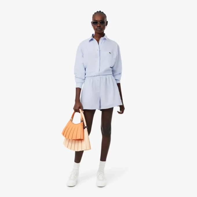 Camisa oversized em mistura de linho e algodão