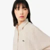 Camisa oversized em mistura de linho e algodão